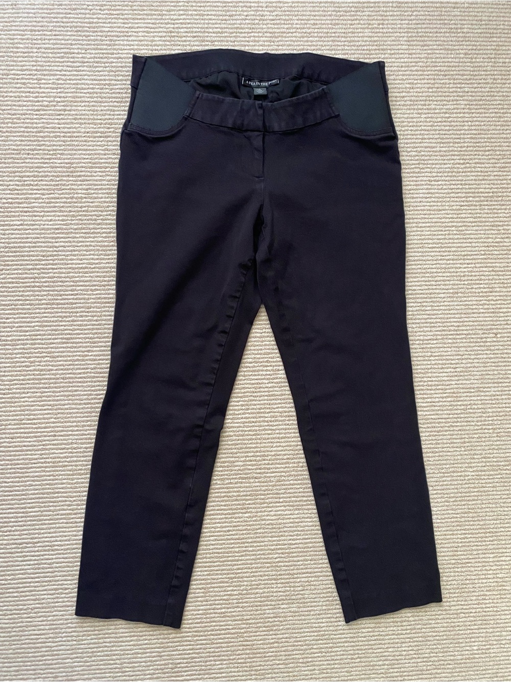 A Pea in the Pod Black Maternity Pants Side Panel Under Belly Cropped Ankle